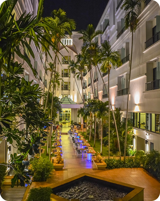 Beautiful hotel courtyard